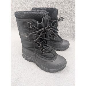 Kamik Black Snow Boots Youth size 6 Lace Up Rubber Soles Unisex